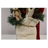 16" Christmas Santa Claus Figure with Toy Sack and Wreath on Base