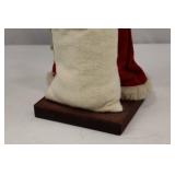 16" Christmas Santa Claus Figure with Toy Sack and Wreath on Base