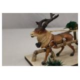 Vintage Christmas Santa Sleigh and Reindeer Figurine Decoration