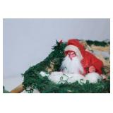 Vintage Christmas Santa Sleigh and Reindeer Figurine Decoration