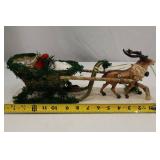 Vintage Christmas Santa Sleigh and Reindeer Figurine Decoration