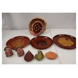 Thanksgiving Turkey Theme Plates and Ceramic Table Decor Lot