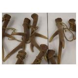 11 Velvet-Covered Deer Antler Ornaments with Twine