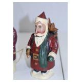 Set of 4 Hand-Painted Wood Santa Christmas Figurines