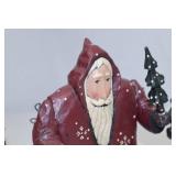 Set of 4 Hand-Painted Wood Santa Christmas Figurines