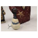 Set of 4 Hand-Painted Wood Santa Christmas Figurines