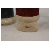 5 Signed Folk Art Christmas Decorations: Santa Figurines & Village House