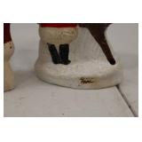 5 Signed Folk Art Christmas Decorations: Santa Figurines & Village House