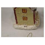 5 Signed Folk Art Christmas Decorations: Santa Figurines & Village House
