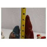 5 Signed Folk Art Christmas Decorations: Santa Figurines & Village House