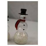 Set of 3 Glass Snowman Christmas Decorations