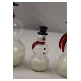 Set of 3 Glass Snowman Christmas Decorations