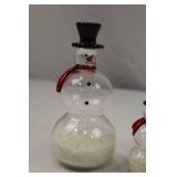 Set of 3 Glass Snowman Christmas Decorations