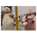 Set of 3 Fabric Snowman Holiday Figures