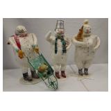 Set of 3 Snowman Holiday Decorations, 15 Inch Tall Figurines