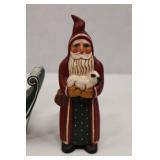 Set of 4 Santa Christmas Figurines Signed Tate, 13 to 6 Inches Tall