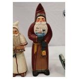 Set of 4 Santa Christmas Figurines Signed Tate, 13 to 6 Inches Tall