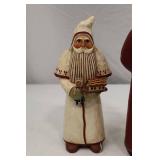 Set of 4 Santa Christmas Figurines Signed Tate, 13 to 6 Inches Tall