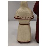 Set of 4 Santa Christmas Figurines Signed Tate, 13 to 6 Inches Tall