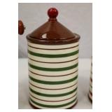 Striped Ceramic Kitchen Canister Set with Bowls, Utensil Holder & Stand (12 pcs)