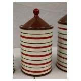 Striped Ceramic Kitchen Canister Set with Bowls, Utensil Holder & Stand (12 pcs)