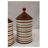 Striped Ceramic Kitchen Canister Set with Bowls, Utensil Holder & Stand (12 pcs)