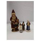 Walnut Ridge Primitives Christmas Santa Figure Lot, Signed 1991-1995