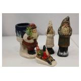 4 Signed Kathi Lorance Bajma Christmas Santa Figures Walnut Ridge Coll.