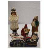 4 Walnut Ridge Santa Christmas Figurines, Signed by Kathi Lorance Bejma