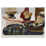 4 Walnut Ridge Santa Christmas Figurines, Signed by Kathi Lorance Bejma