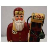 2 Christmas Santa Figurines Signed Tate Folk Art Style