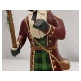 2 Christmas Santa Figurines Signed Tate Folk Art Style