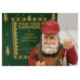 Pine Tree Lodge Santa Fisherman Roly-Poly Figure with Box
