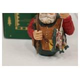 Pine Tree Lodge Santa Fisherman Roly-Poly Figure with Box