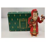 Pine Tree Lodge Santa Wood Look Christmas Figure with Box