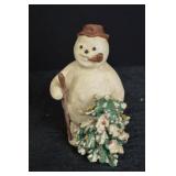Christmas Decor Lot: 2 Gingerbread Houses & Snowman Figurine