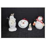 Christmas Snowman Decor Lot - 4 Midwest Paper Mache Figurines & Ornament