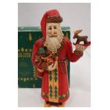 Pine Tree Lodge Santa Wood Look Christmas Figure with Box