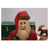 Pine Tree Lodge Santa Wood Look Christmas Figure with Box