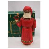 Pine Tree Lodge Santa Wood Look Christmas Figure with Box