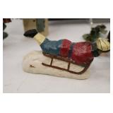 Christmas Decor Lot: Snowman, Primitive Trees, Ornaments & Tray