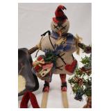 Christmas Decor Lot: Snowman, Primitive Trees, Ornaments & Tray