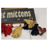 Wet Mittens Hanging Sign With Mini Gloves, Tray and Snowman Jar Decor
