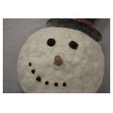 Christmas Snowman Wall Hanging Plaque with Plaid Scarf and Top Hat