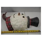 Christmas Snowman Wall Hanging Plaque with Plaid Scarf and Top Hat