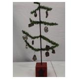 Vintage Feather Tree with Metal Christmas Ornaments