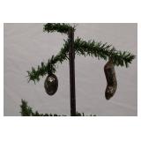 Vintage Feather Tree with Metal Christmas Ornaments