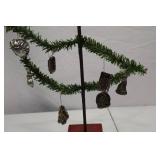 Vintage Feather Tree with Metal Christmas Ornaments