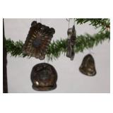Vintage Feather Tree with Metal Christmas Ornaments