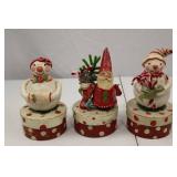 Penny McAllister Christmas Decor Boxes: Santa & Snowmen, Set of 3